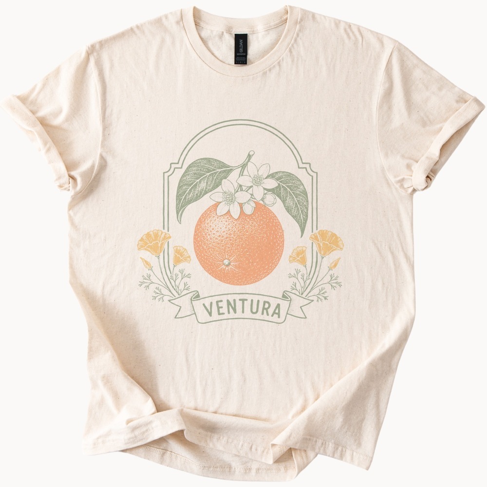 Ventura Vintage Style Botanical Citrus Tee